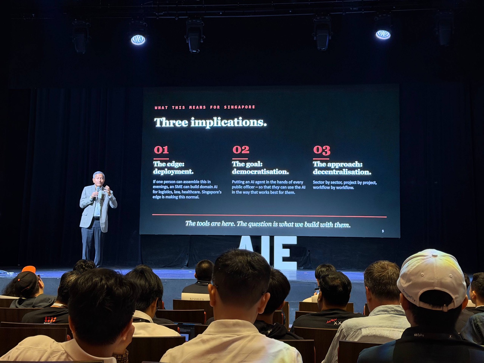 Dr Vivian Balakrishnan speaking about AI implications for Singapore